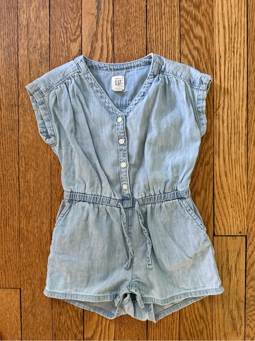 Gap Girls' Light Blue Denim Romper - Size 18-24 Months